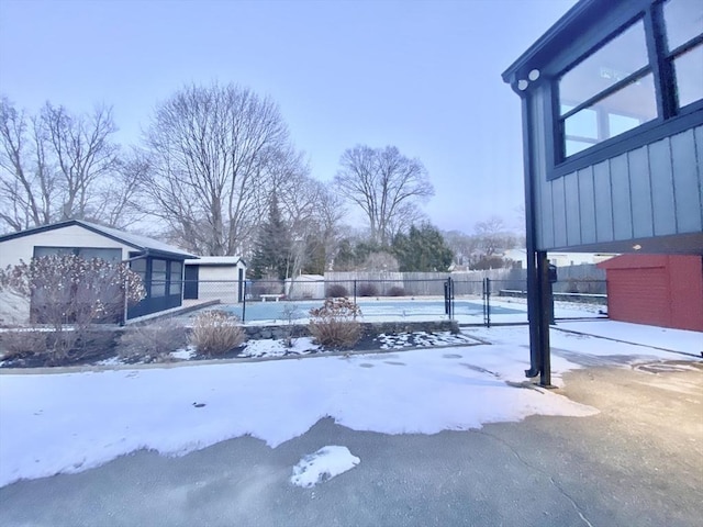 view of yard covered in snow