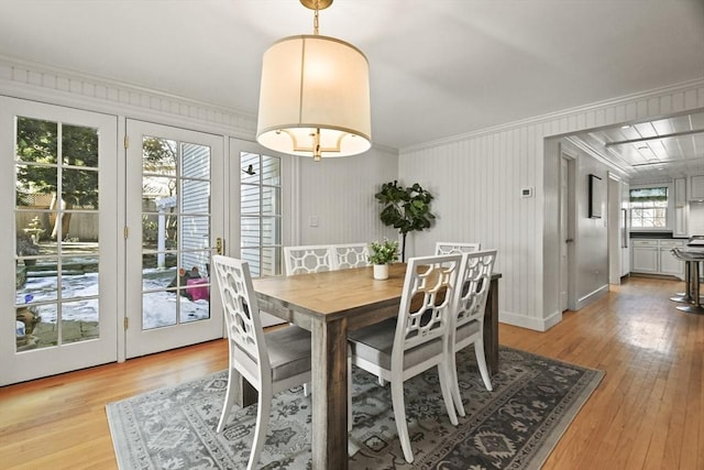 15 Alden Rd, Wellesley, MA 02481 - dining area with light wood-type flooring, baseboards, and ornamental molding