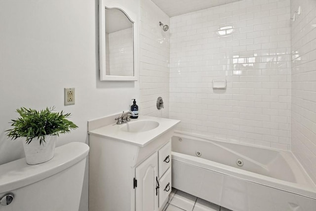 15 Alden Rd, Wellesley, MA 02481 - full bath with toilet, vanity, a combined bath / shower with jetted tub, and tile patterned floors