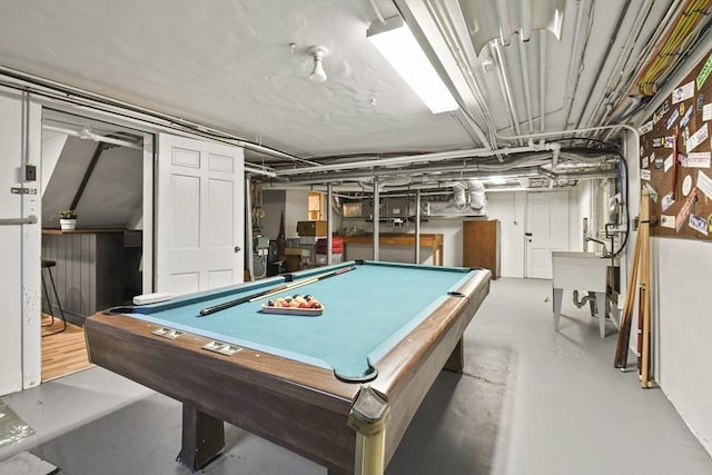 15 Alden Rd, Wellesley, MA 02481 - game room with concrete floors, pool table, and a sink
