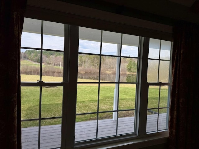room details featuring a water view