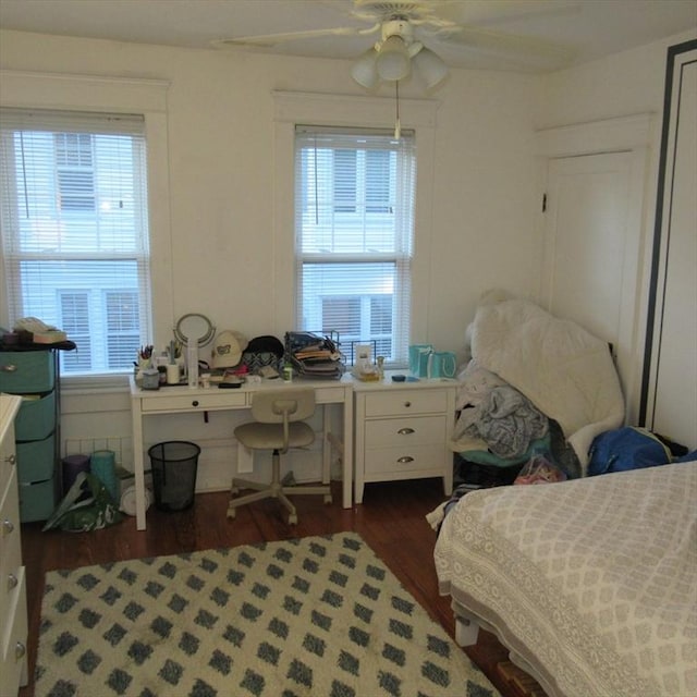 85-87 Belrose Ave, Lowell, MA 01852 - bedroom with dark wood-type flooring, an office area, and ceiling fan