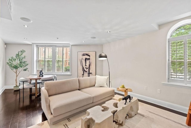 1682 Washington St Unit 8, Boston, MA 02118 - living area featuring dark wood-style floors and recessed lighting