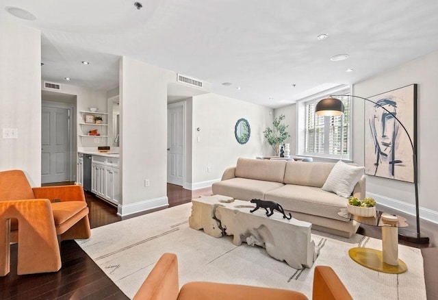 1682 Washington St Unit 8, Boston, MA 02118 - living area with dark wood-style flooring and recessed lighting