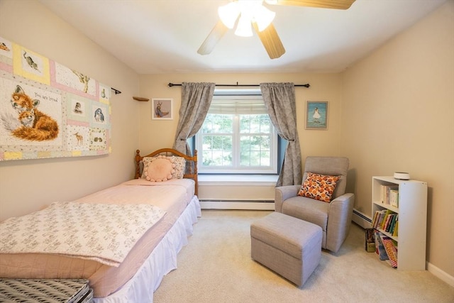 19 Crystal Way Unit 19, Bellingham, MA 02019 - bedroom with a baseboard heating unit, carpet flooring, and a ceiling fan