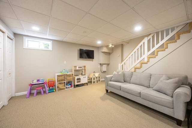 19 Crystal Way Unit 19, Bellingham, MA 02019 - recreation room with a paneled ceiling, carpet, baseboards, and recessed lighting