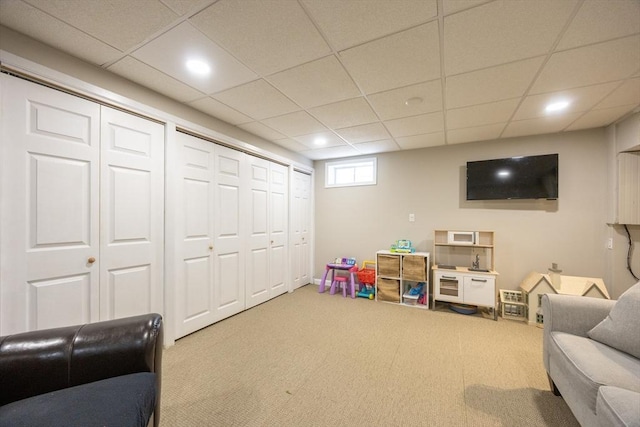 19 Crystal Way Unit 19, Bellingham, MA 02019 - game room featuring carpet flooring, a drop ceiling, and recessed lighting