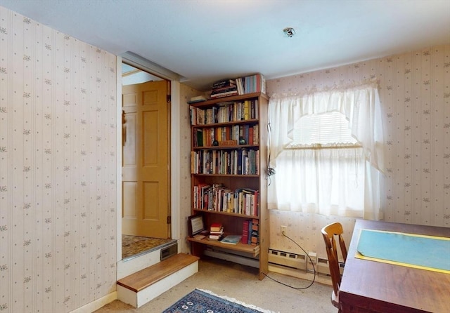 office featuring a wealth of natural light and wallpapered walls