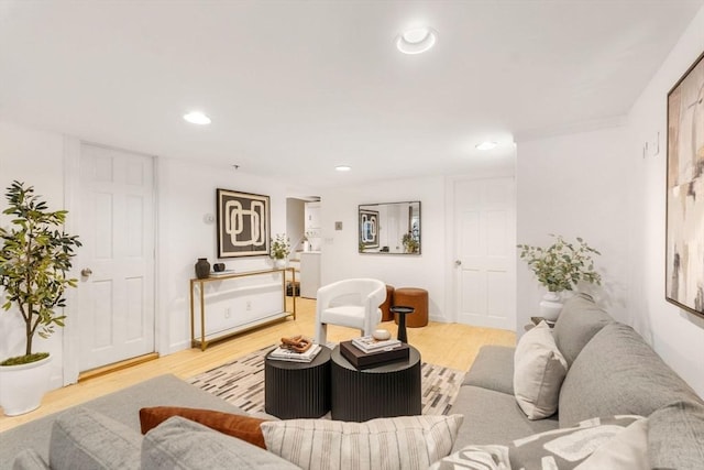 living room featuring light wood-type flooring