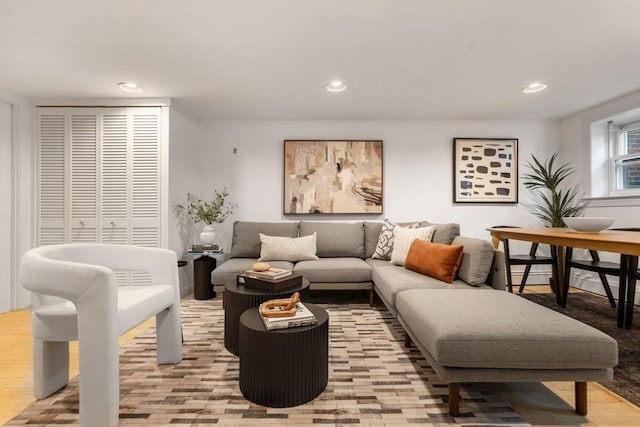 living room featuring light hardwood / wood-style floors