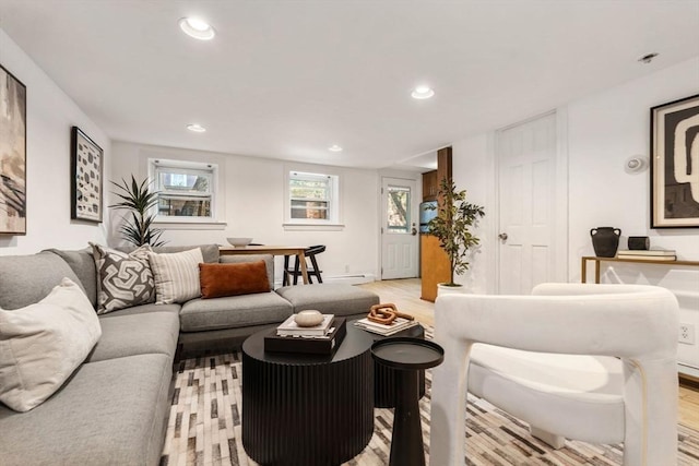 living room featuring light hardwood / wood-style floors