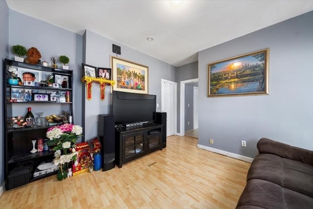 living room featuring light wood-type flooring