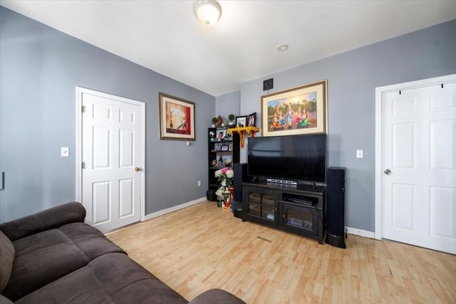 living room featuring light hardwood / wood-style flooring