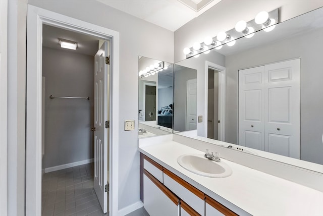 bathroom featuring vanity and tile patterned floors