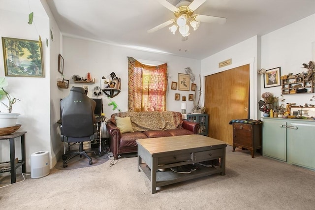 4 Myrtle Sq, Gloucester, MA 01930 - living room featuring light carpet and a ceiling fan