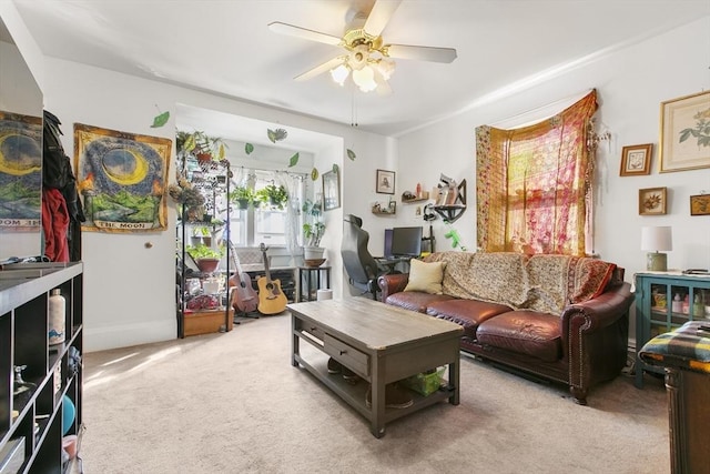 4 Myrtle Sq, Gloucester, MA 01930 - carpeted living room featuring ceiling fan