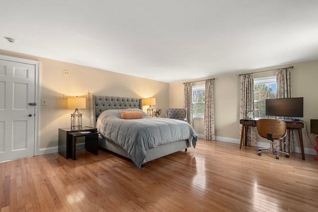 bedroom featuring light wood-type flooring