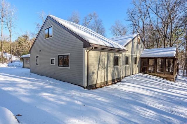 view of snow covered exterior