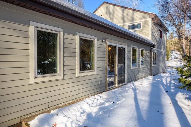 view of snow covered exterior