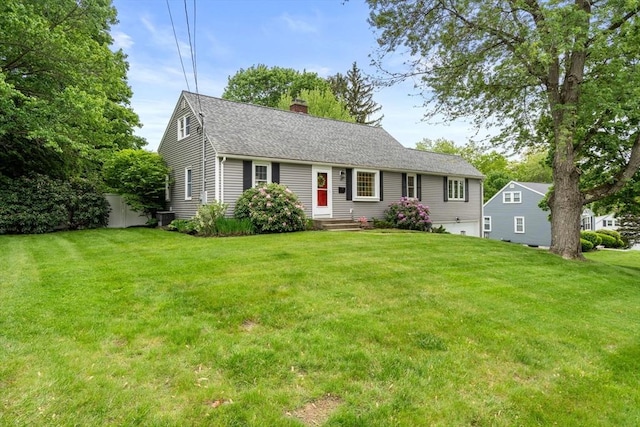 37 Benjamin, Marlborough, MA 01752 - view of front of house with a chimney, a front yard, and roof with shingles