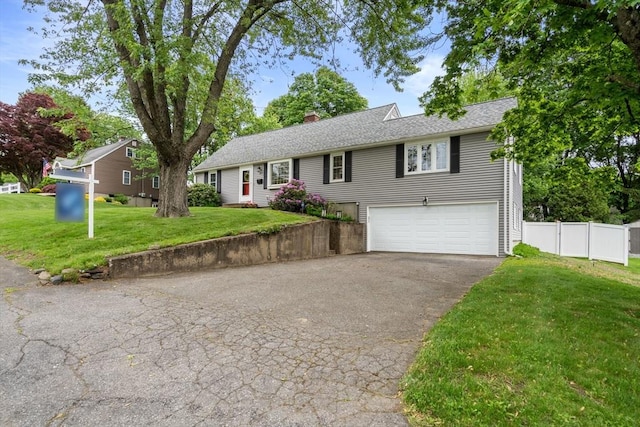 37 Benjamin, Marlborough, MA 01752 - ranch-style house with driveway, an attached garage, and a chimney