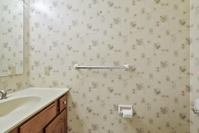 2-4 Founders Rd, Shrewsbury, MA 01545 - half bath with wallpapered walls and vanity