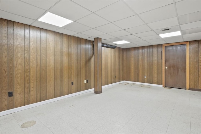2-4 Founders Rd, Shrewsbury, MA 01545 - finished below grade area featuring a paneled ceiling, tile patterned floors, and wooden walls
