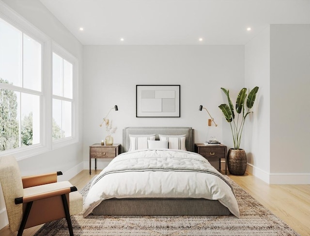 bedroom featuring light wood-type flooring