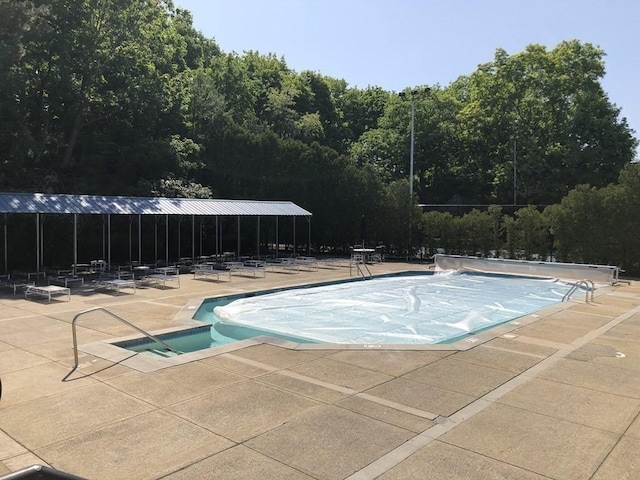 view of pool featuring a patio area