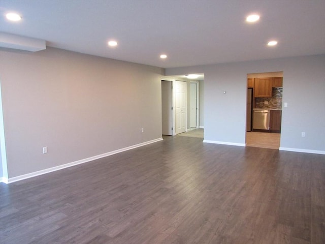 unfurnished living room featuring dark hardwood / wood-style floors