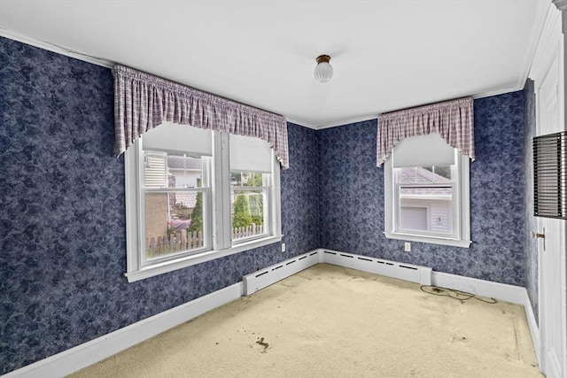 178 Elliot Ave, Quincy, MA 02171 - carpeted empty room featuring crown molding, baseboards, and wallpapered walls