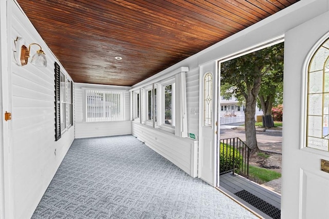 178 Elliot Ave, Quincy, MA 02171 - unfurnished sunroom featuring wood ceiling and carpet flooring