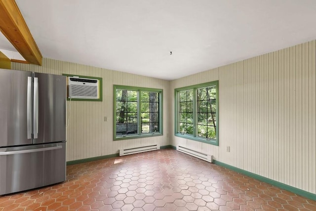 155 Glen Charlie Rd, Wareham, MA 02538 - unfurnished dining area featuring a baseboard heating unit and a wall unit AC