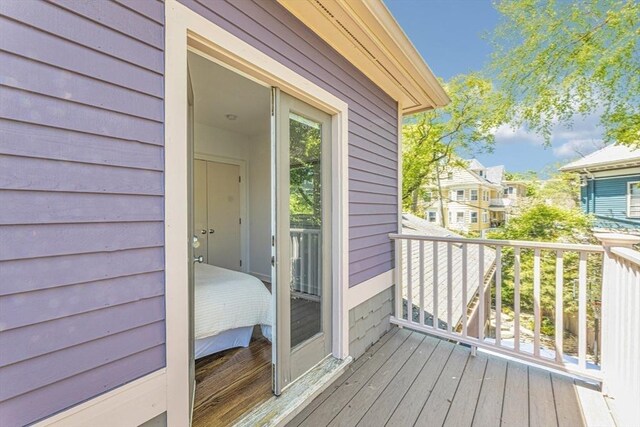 deck with a residential view