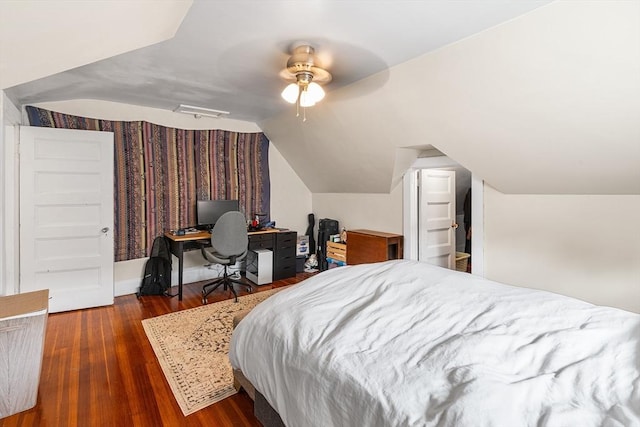24 Central St, Somerville, MA 02143 - bedroom with wood finished floors, lofted ceiling, a desk, and a ceiling fan