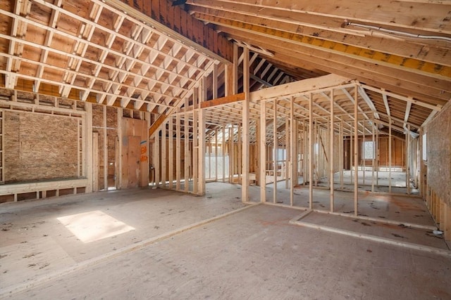 misc room featuring lofted ceiling