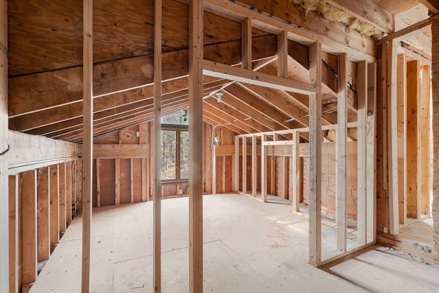 misc room with lofted ceiling