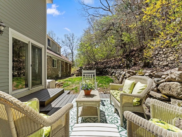 exterior space featuring an outdoor hangout area