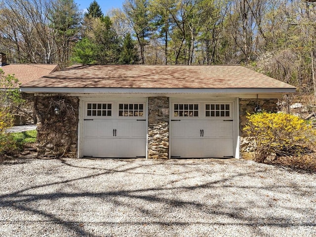 view of detached garage