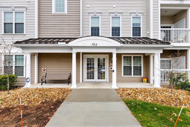 doorway to property with french doors