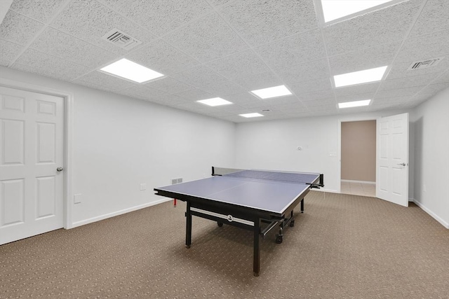 20 Ericka Cir, East Longmeadow, MA 01028 - game room featuring a paneled ceiling, carpet flooring, and baseboards