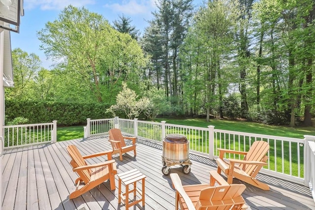 20 Ericka Cir, East Longmeadow, MA 01028 - wooden terrace with a lawn and view of wooded area