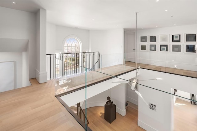 55 Fayerweather St, Cambridge, MA 02138 - staircase with recessed lighting and wood finished floors