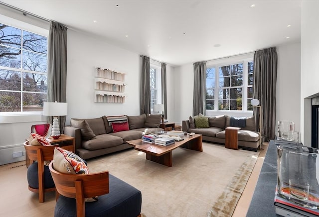 55 Fayerweather St, Cambridge, MA 02138 - living area featuring a wealth of natural light and recessed lighting