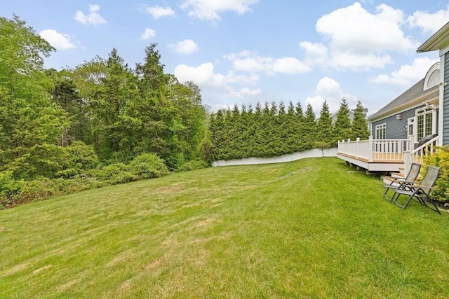 15 Henrys Ln, Norwell, MA 02061 - view of grassy yard featuring a wooden deck