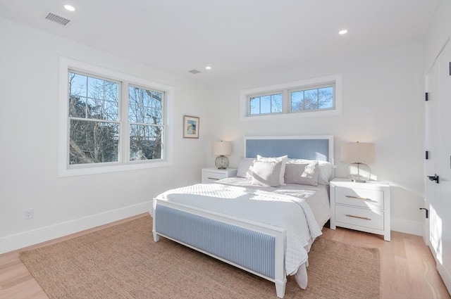 25 W Ave, Marion, MA 02738 - bedroom featuring visible vents, recessed lighting, light wood-style flooring, and multiple windows