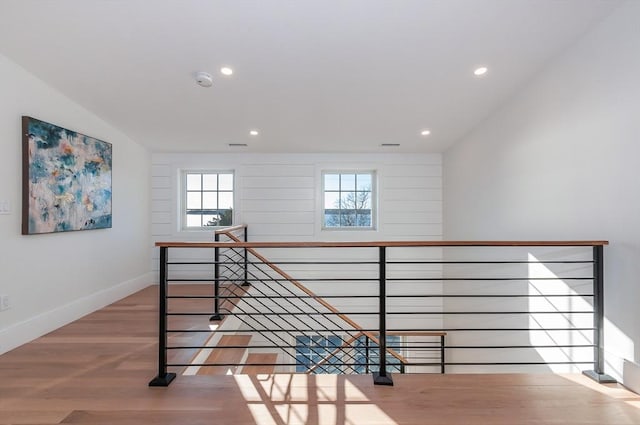 25 W Ave, Marion, MA 02738 - staircase featuring baseboards, recessed lighting, and wood finished floors