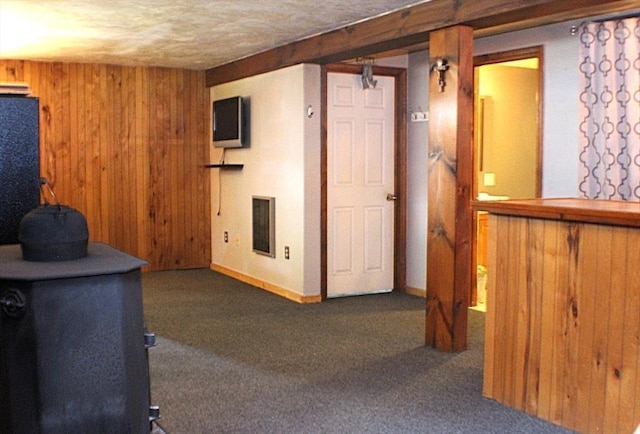 155 Old Palmer Rd, Brimfield, MA 01010 - carpeted living room featuring wooden walls