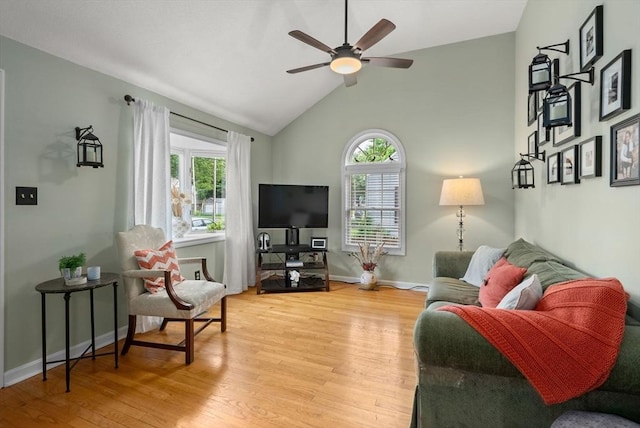 97 Connecticut Ave, Springfield, MA 01104 - living area featuring light wood-type flooring, a ceiling fan, and high vaulted ceiling