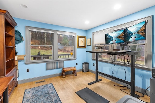 285 Still River Rd, Bolton, MA 01740 - workout area with visible vents, light wood-type flooring, and baseboards